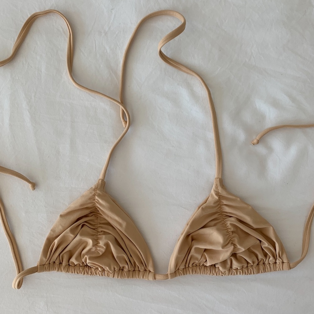 Frankie's Bikinis Scrunch Triangle Top in Nude